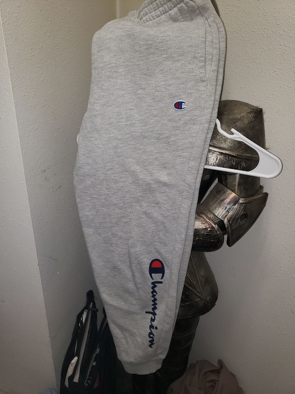 Champion Light Grey Logo Jogger Sweatpants